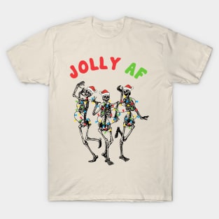 Jolly AF as Fuck Christmas Skeleton Lights T-Shirt